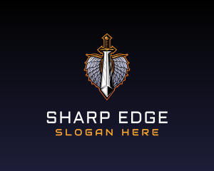 Metallic Sword Wings logo design