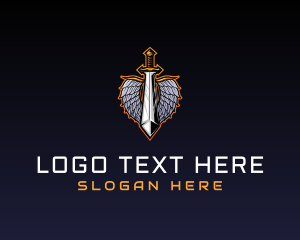 Dagger - Metallic Sword Wings logo design