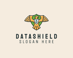 Modern Eagle Crest Shield logo design