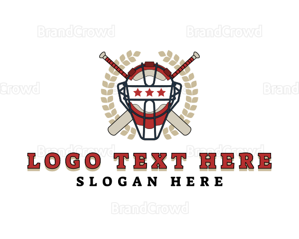 Baseball Helmet Wreath Logo