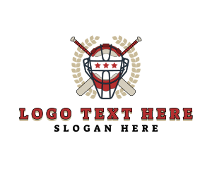 Baseball Helmet Wreath logo design