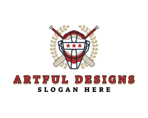 Baseball Helmet Wreath logo design