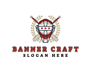 Baseball Helmet Wreath logo design