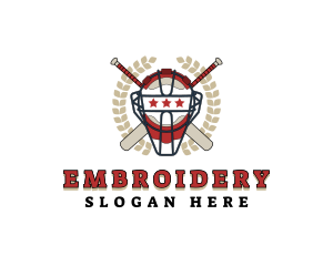 Baseball Helmet Wreath logo design