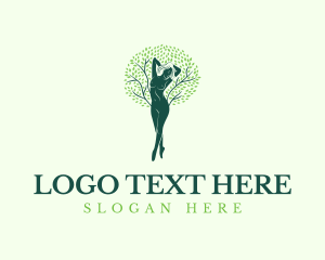 Vegetarian - Feminine Tree Nude logo design