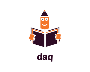 Orange Pencil Reading Learning Logo