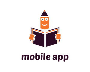 Orange Pencil Reading Learning Logo