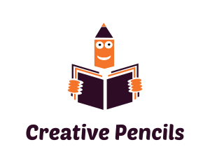 Orange Pencil Reading Learning logo design