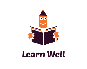 Teaching - Orange Pencil Reading Learning logo design
