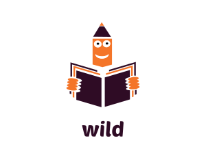 Copywriter - Orange Pencil Reading Learning logo design