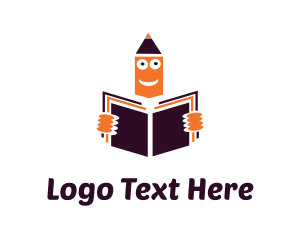 Library - Orange Pencil Reading Learning logo design