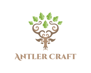 Deer Tree Antlers logo design