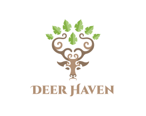Deer Tree Antlers logo design