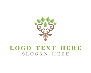 Animal - Deer Tree Antlers logo design