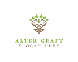 Deer Tree Antlers logo design