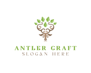 Deer Tree Antlers logo design