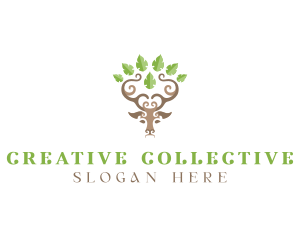 Deer Tree Antlers logo design