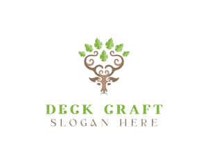 Deer Tree Antlers logo design