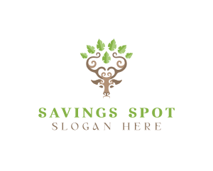 Deer Tree Antlers logo design