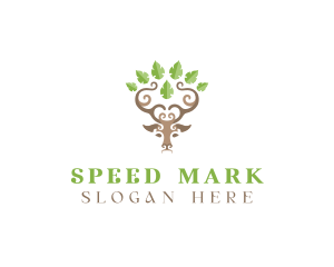 Deer Tree Antlers logo design