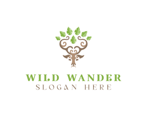 Deer Tree Antlers logo design