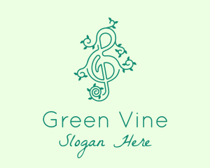 Music Vine Leaves logo design