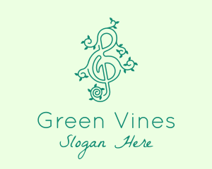 Music Vine Leaves logo design