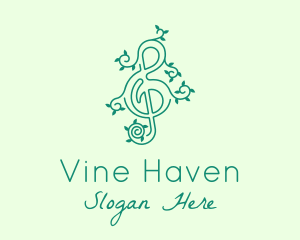 Music Vine Leaves logo design