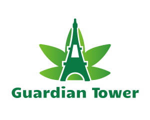 Green Cannabis Tower logo design