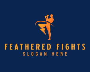 Human Fighter Lightning logo design