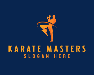 Karate - Human Fighter Lightning logo design