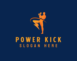 Kick - Human Fighter Lightning logo design