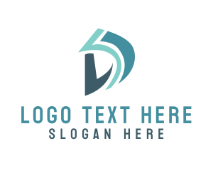 Initial - Blue Stylish D Stroke logo design