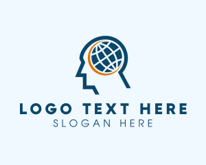 Thinking - Man Global Brain logo design