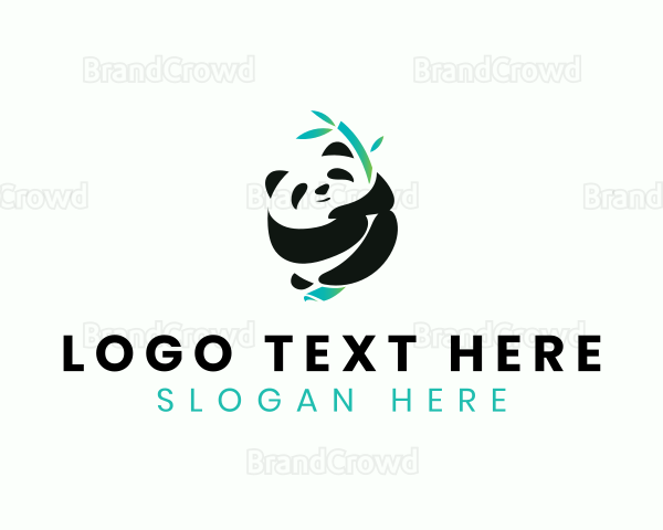 Cute Panda Bamboo Logo