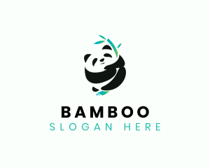 Cute Panda Bamboo logo design