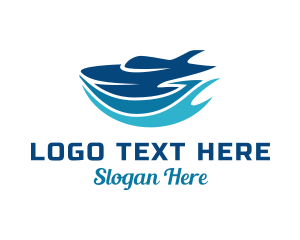 Water Sport - Blue Speed Boat Waves logo design