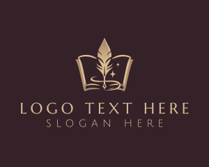 Notary - Feather Quill Book logo design