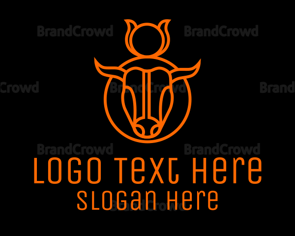 Minimalist Orange Bull Logo