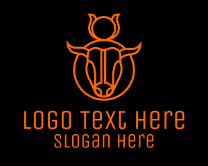 Bull - Minimalist Orange Bull logo design