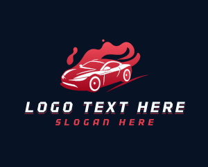 Flaming Race Car Vehicle Logo