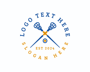Blue Helmet - Cross Lacrosse Letter X logo design
