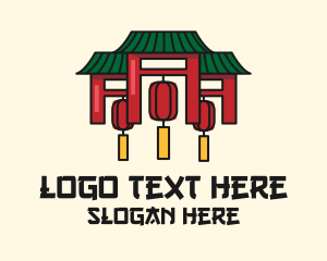 Restaurant - Asian House Temple logo design