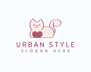 Handdrawn - Pet Cat Heart logo design