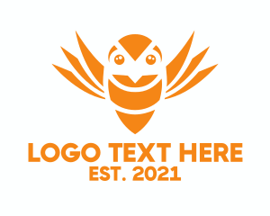 Orange Bird Bee logo design