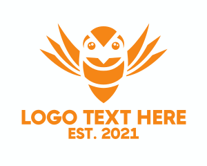 Hummingbird - Orange Bird Bee logo design