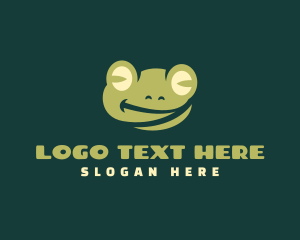 Green - Smiling Frog Cartoon logo design