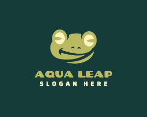 Amphibian - Smiling Frog Cartoon logo design