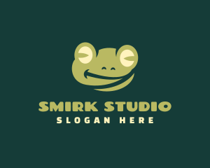 Smirk - Smiling Frog Cartoon logo design