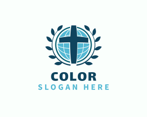 Globe - Religion Crucifix Cross logo design